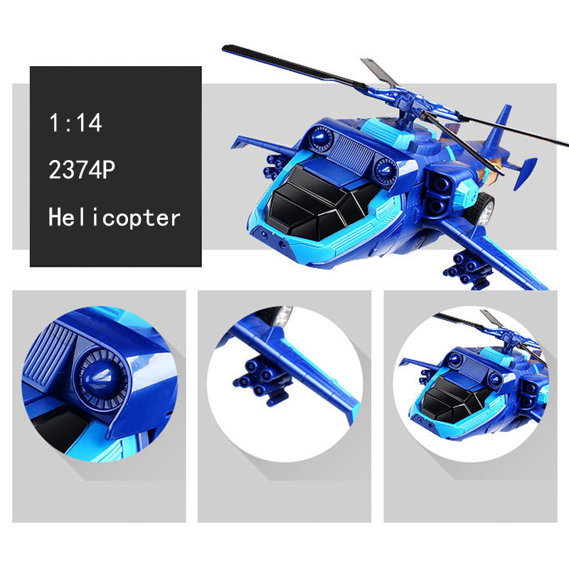 MZ 1:14 2374P Blue Helicopter One Key Deformation RC Robot